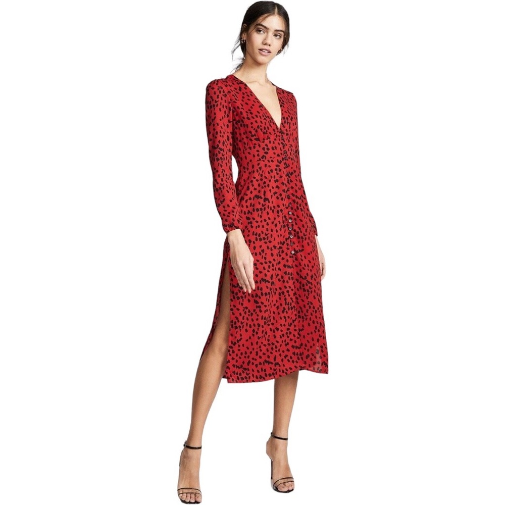 Rahi Red Leopard Midi Dress
